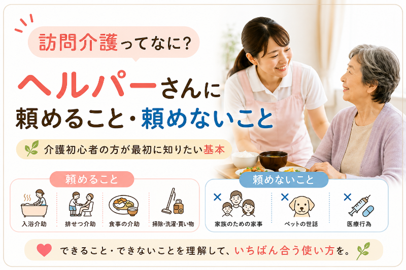 訪問介護ってなに？ヘルパーさんに頼めること・頼めないこと