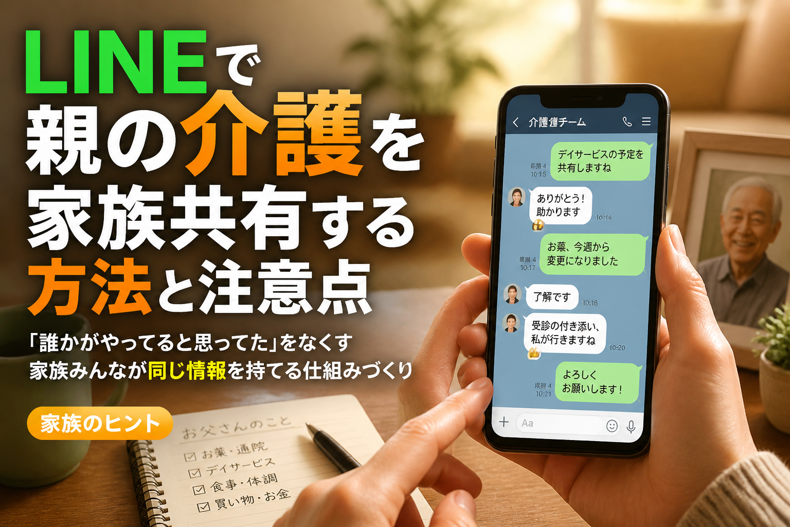 LINEで親の介護を家族共有する方法と注意点
