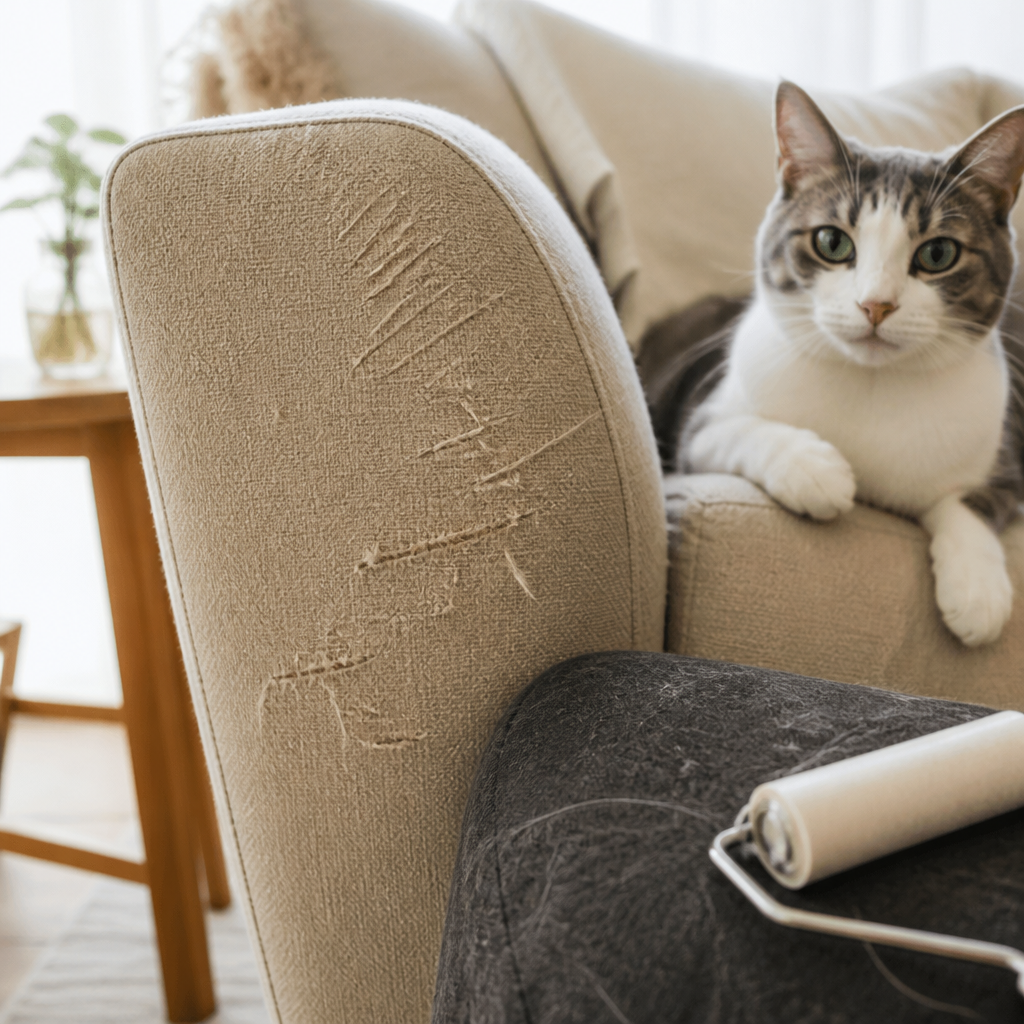 猫との暮らしのリアル、毛と爪とぎの日常