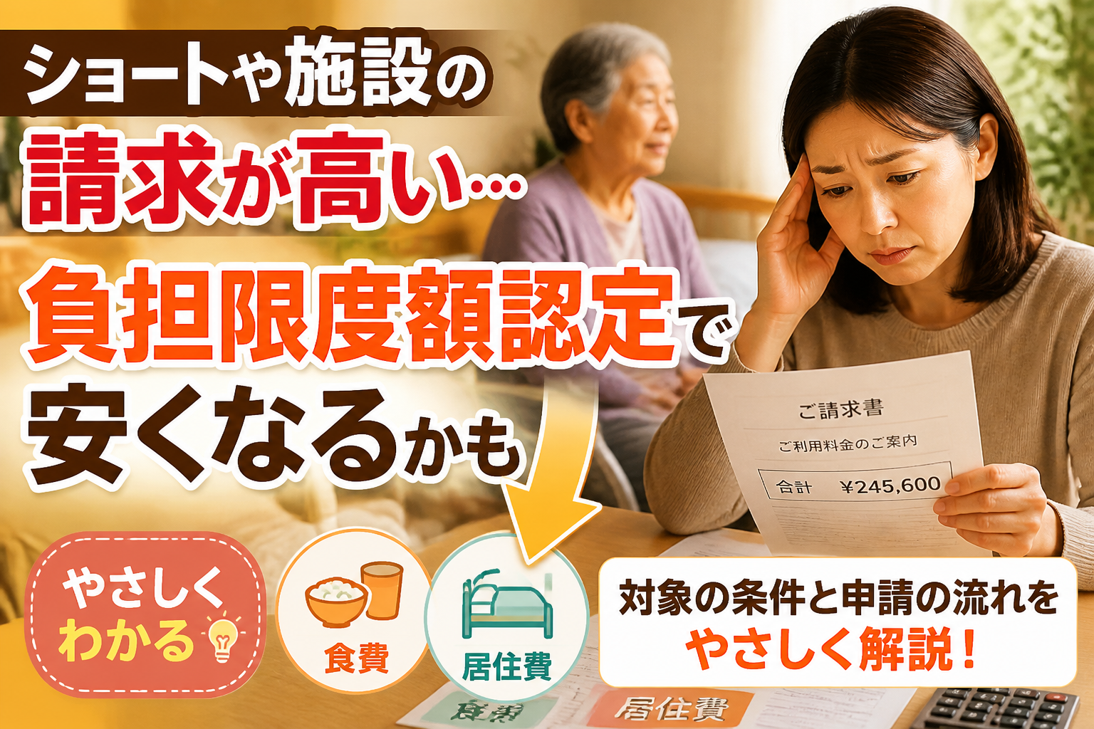ショートや施設の請求が高い…負担限度額認定で安くなるかも