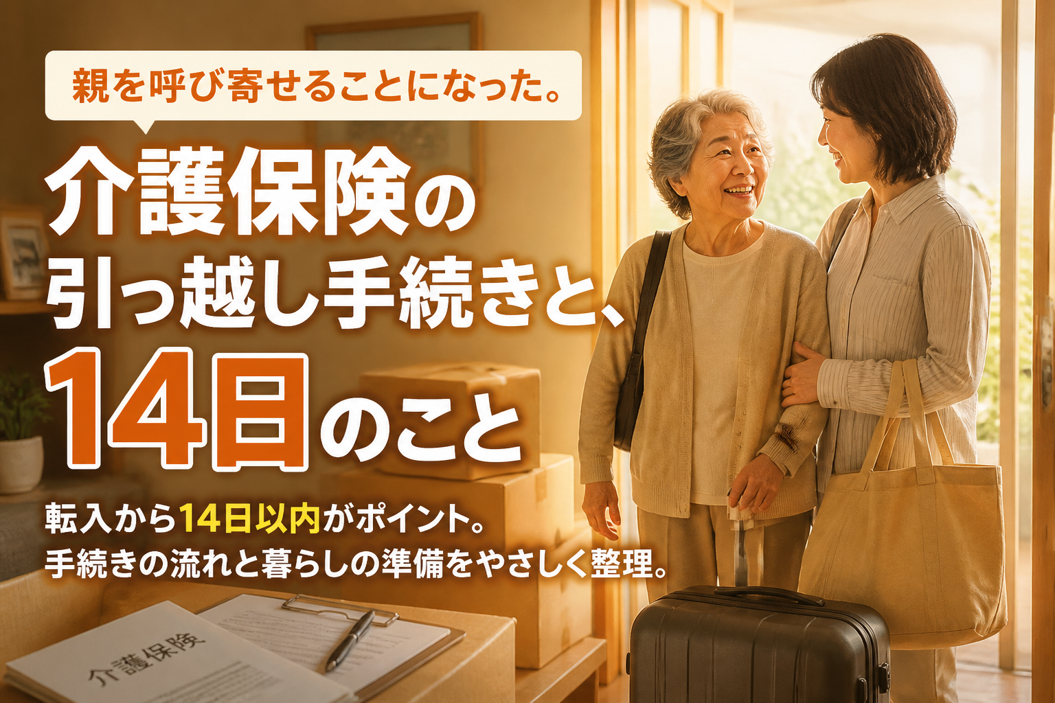 親を呼び寄せることになった。介護保険の引っ越し手続きと、14日のこと