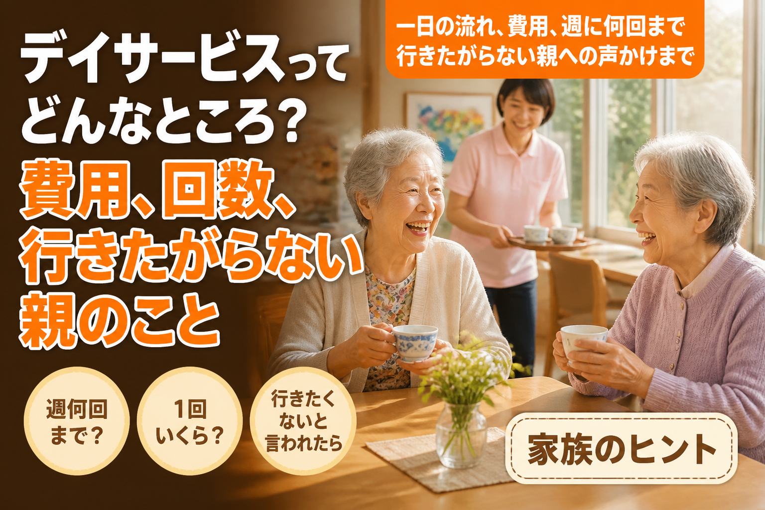 デイサービスってどんなところ？費用、回数、行きたがらない親のこと