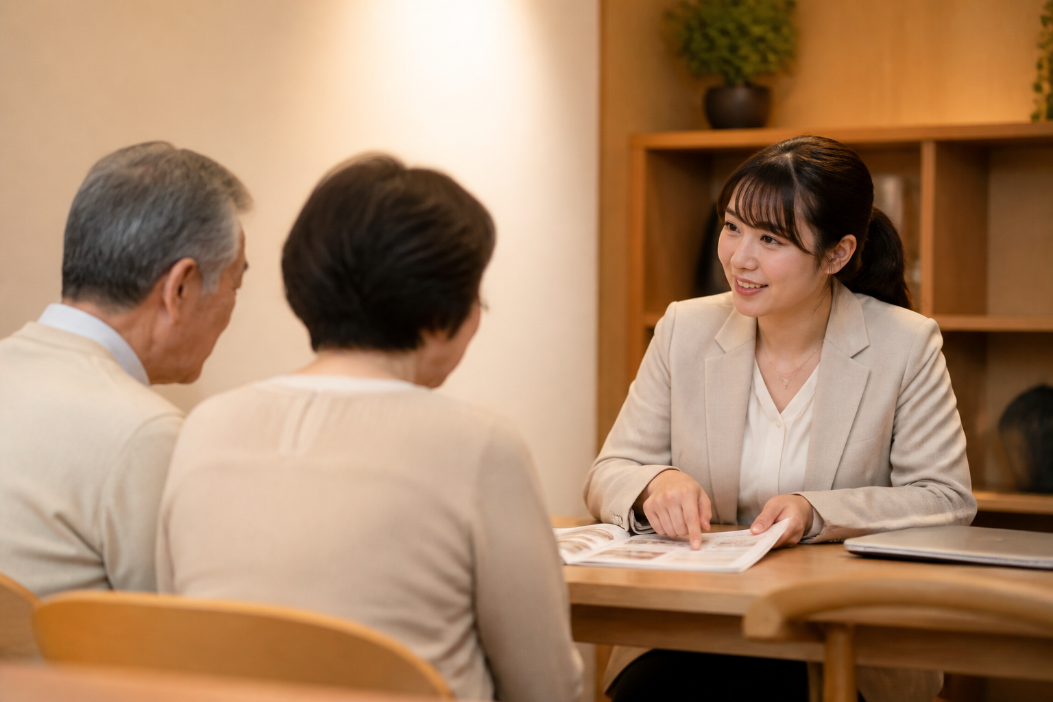 専門職を囲んで話をする家族
